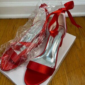 Red Satin Heels